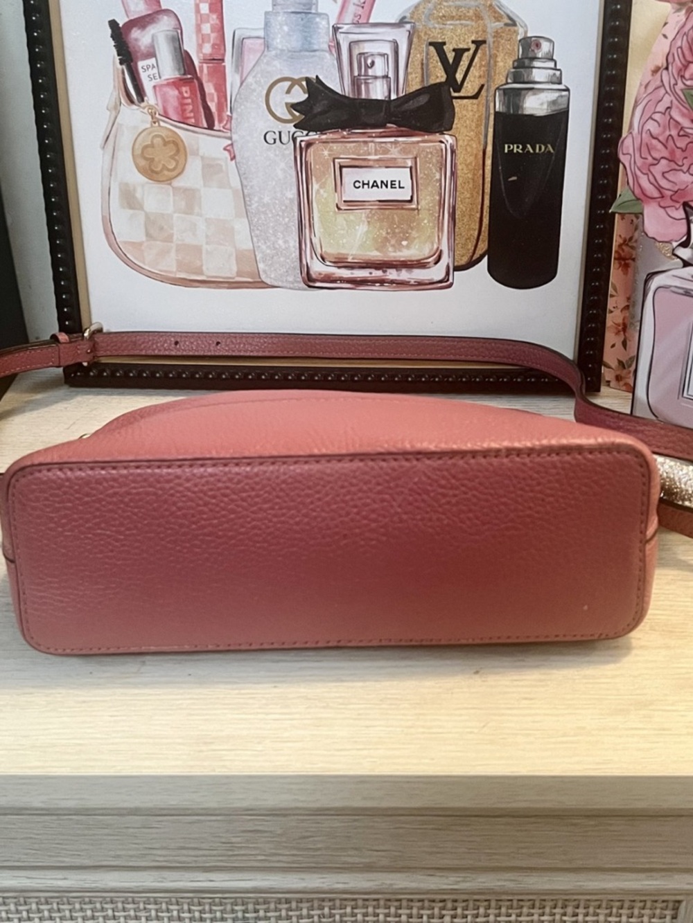 Kate Spade New York Kenzie Dome Crossbody Bag Pebble Leather Dark Rose D411 - Picture 4 of 7